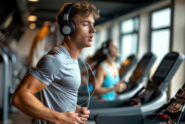 man running on treadmil